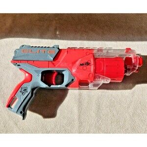 Elite Disruptor Blaster 6 Dart Rotating Drum Slam Fire Translucent Red
